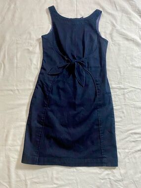 HOLDING HORSES Navy Tie-Front Midi Dress